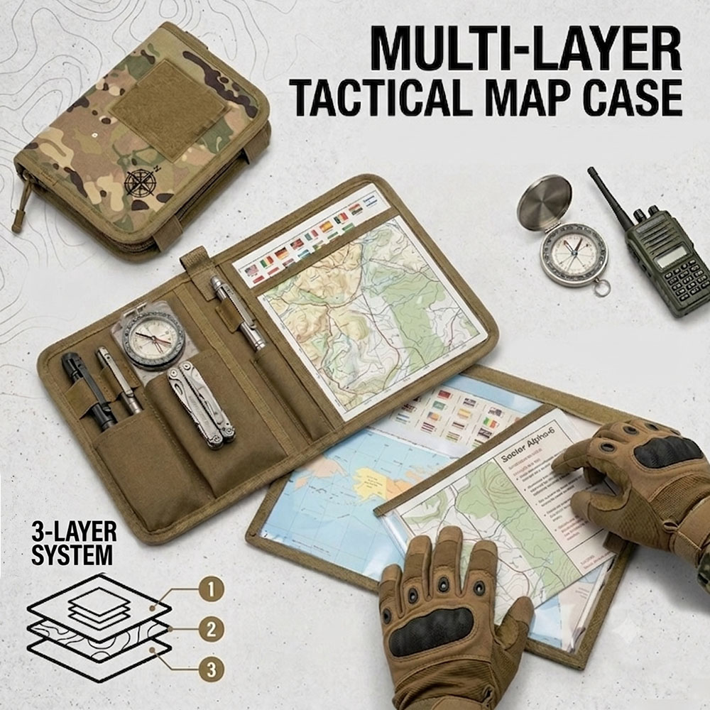 Outdoor Hunting Maps - Tactische opvouwbare kaartentas Waterbestendig Duurzame kaartentas
